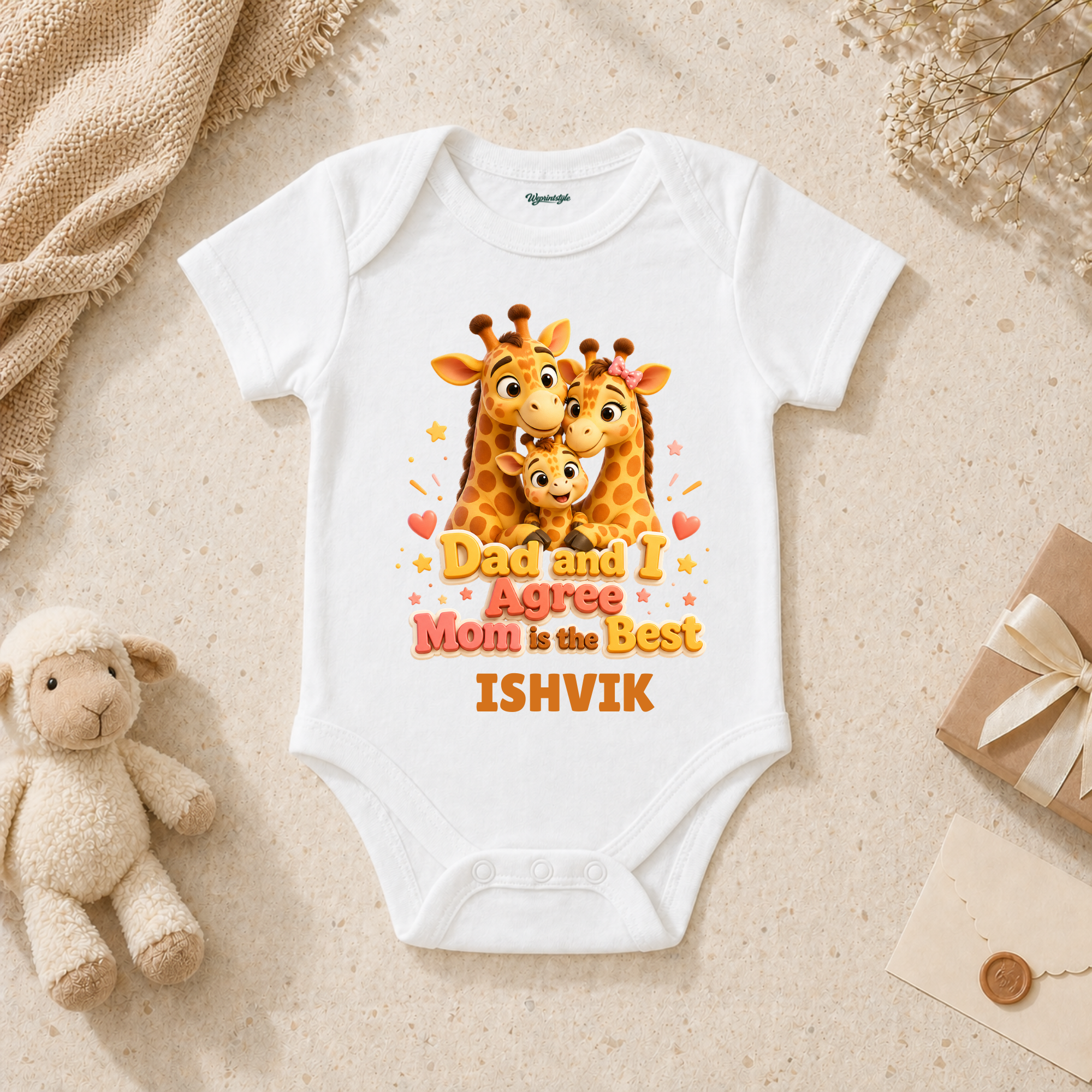Adorable Giraffe Family Design Celebrating Mom Love With Dad And Baby