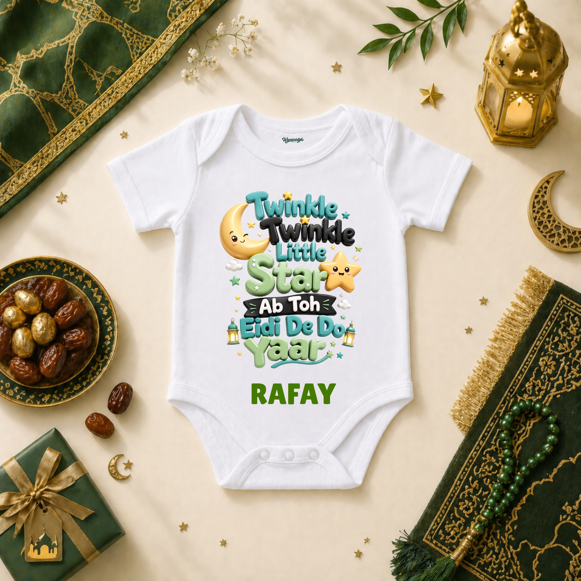 Twinkle Twinkle Little Star Eid Mubarak Baby Boy Celebration Night Moon Stars Magic Cute