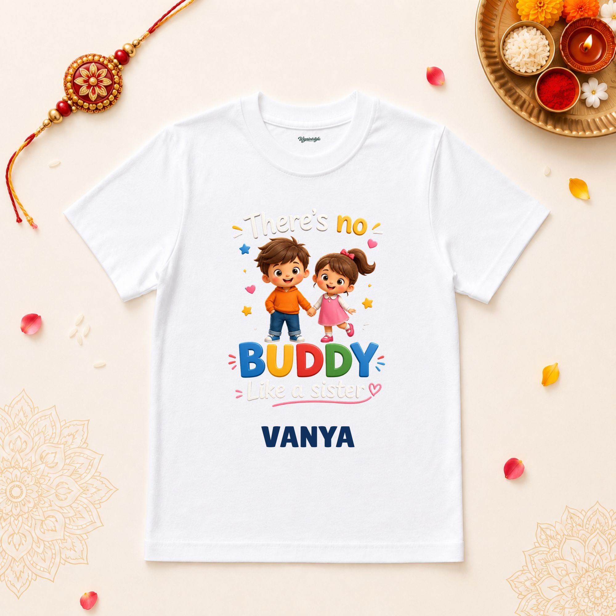 There's No Buddy Like A Sister Personalized Rakshabandhan Baby T-Shirt