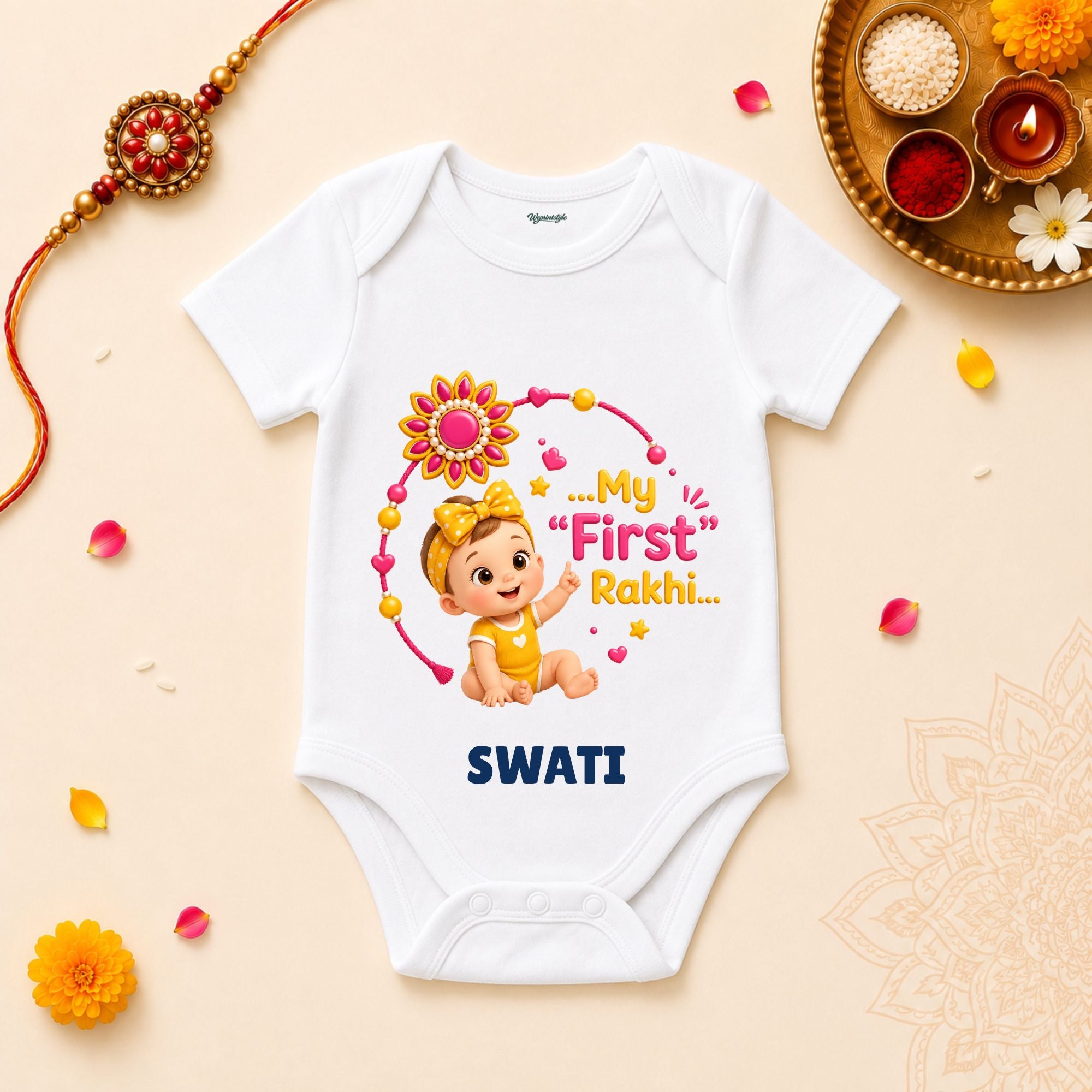 My First Rakhi Girl Personalized Rakshabandhan Baby T-Shirt