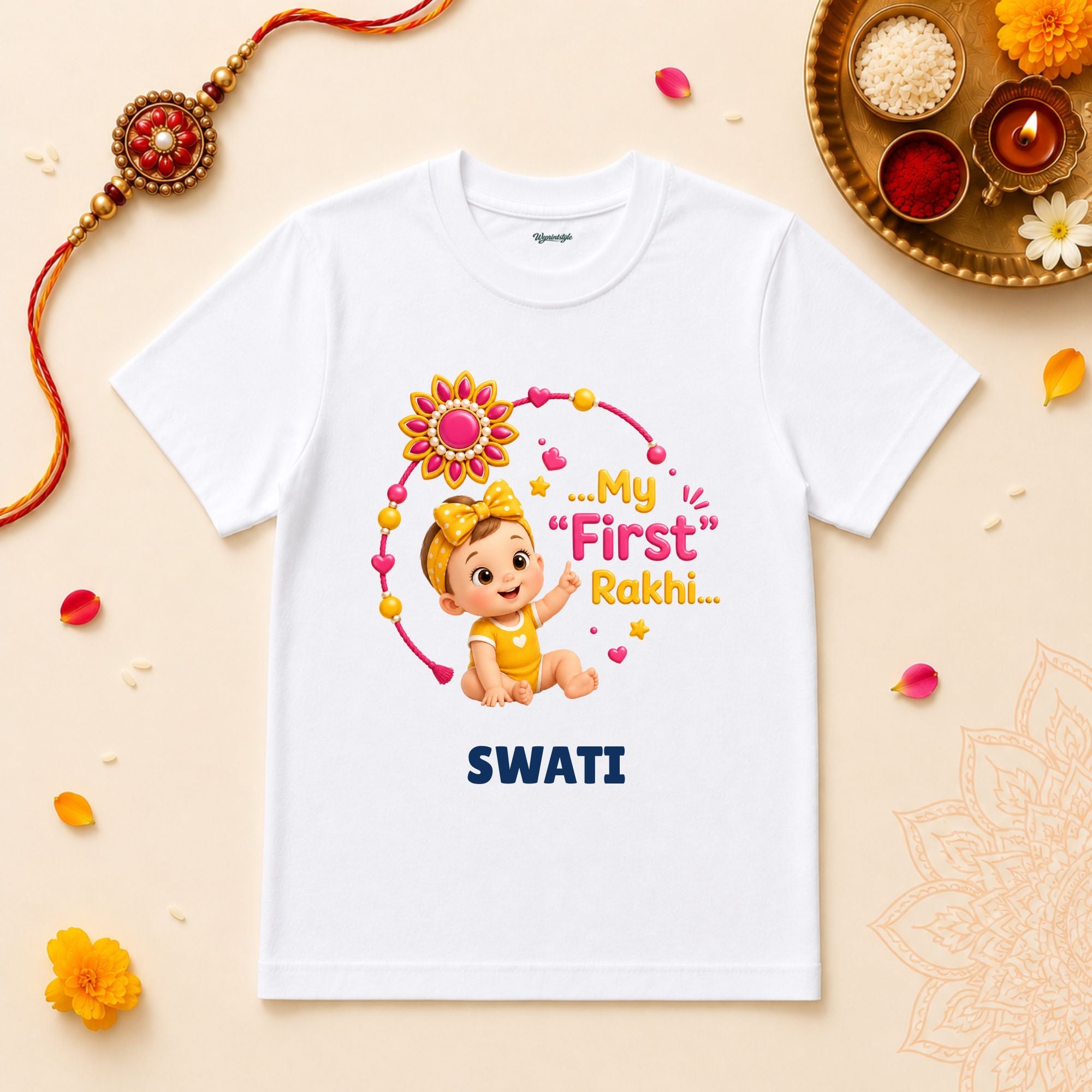 My First Rakhi Girl Personalized Rakshabandhan Baby T-Shirt