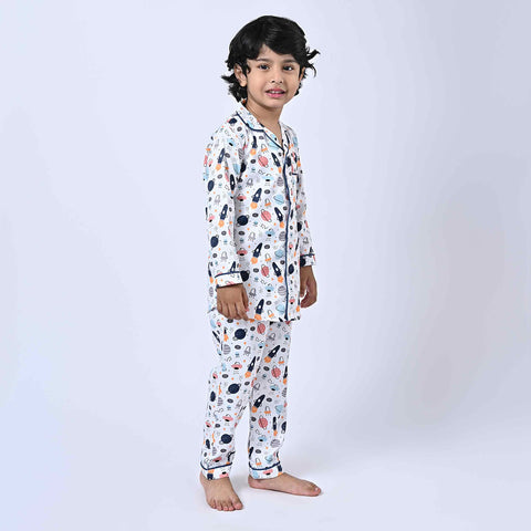 Space Print Printed Kids Night Suit