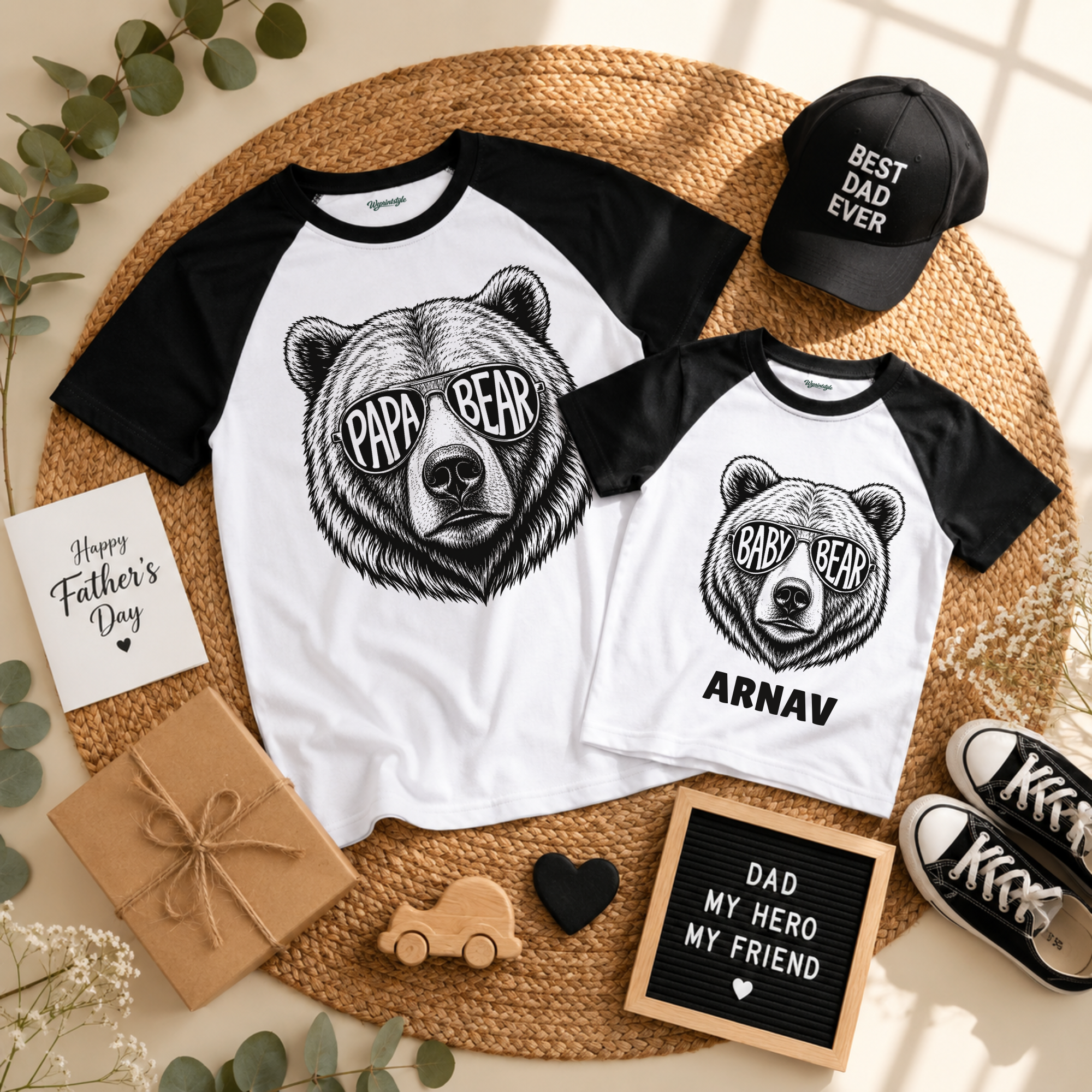 Father’s Day Papa & Baby bear Matching Raglan T-Shirts