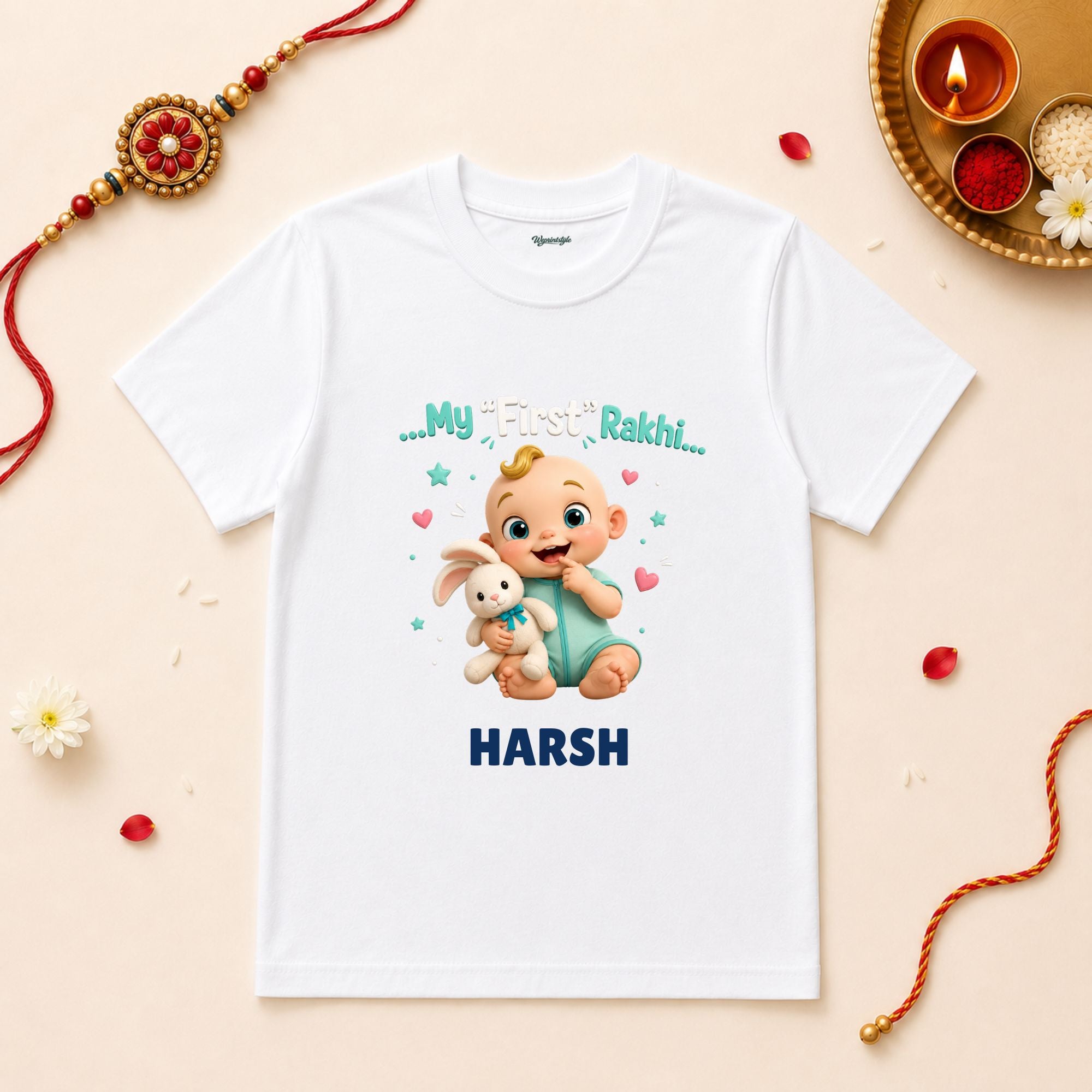 My First Rakhi Bunny Personalized Rakshabandhan Baby T-Shirt