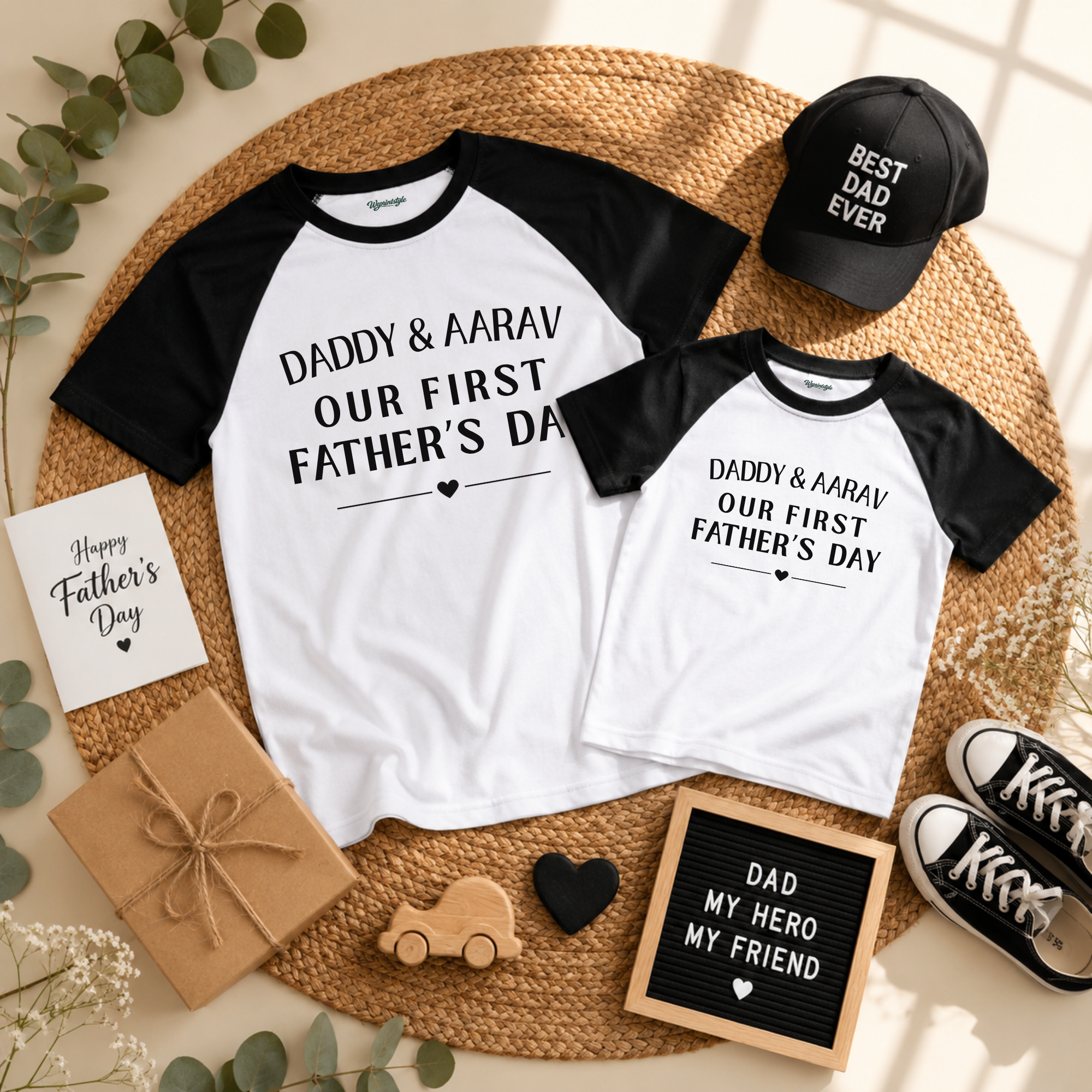 Father’s Day text Matching Raglan T-Shirts