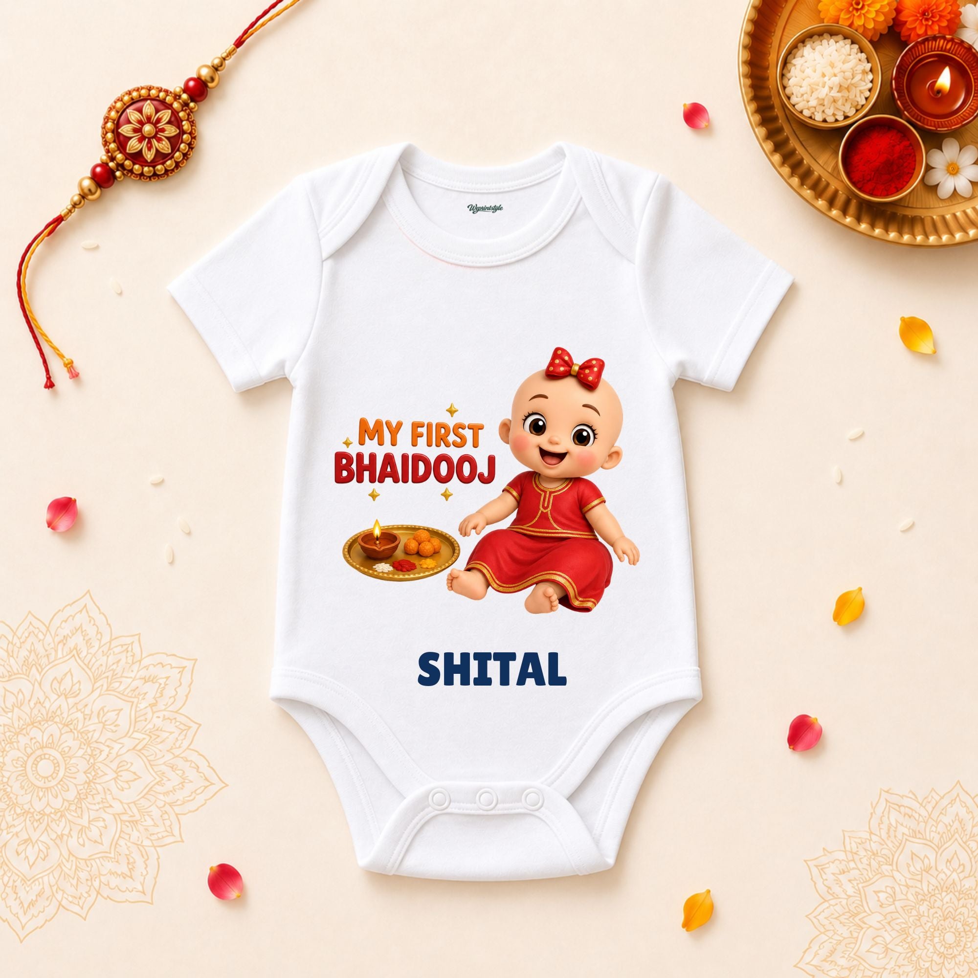 My First Bhaidooj Girl Personalized Rakshabandhan Baby T-Shirt