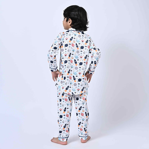 Space Print Printed Kids Night Suit