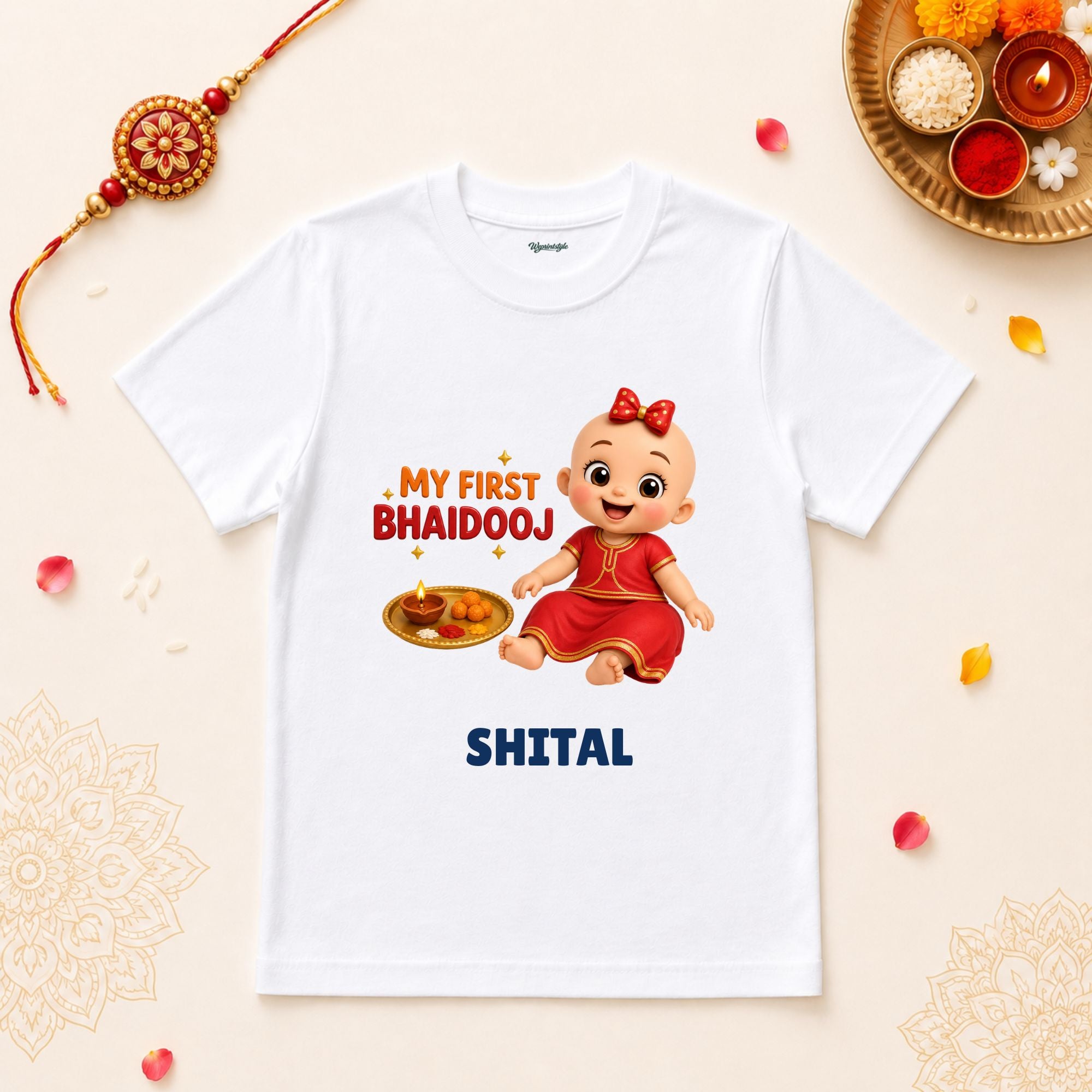 My First Bhaidooj Girl Personalized Rakshabandhan Baby T-Shirt