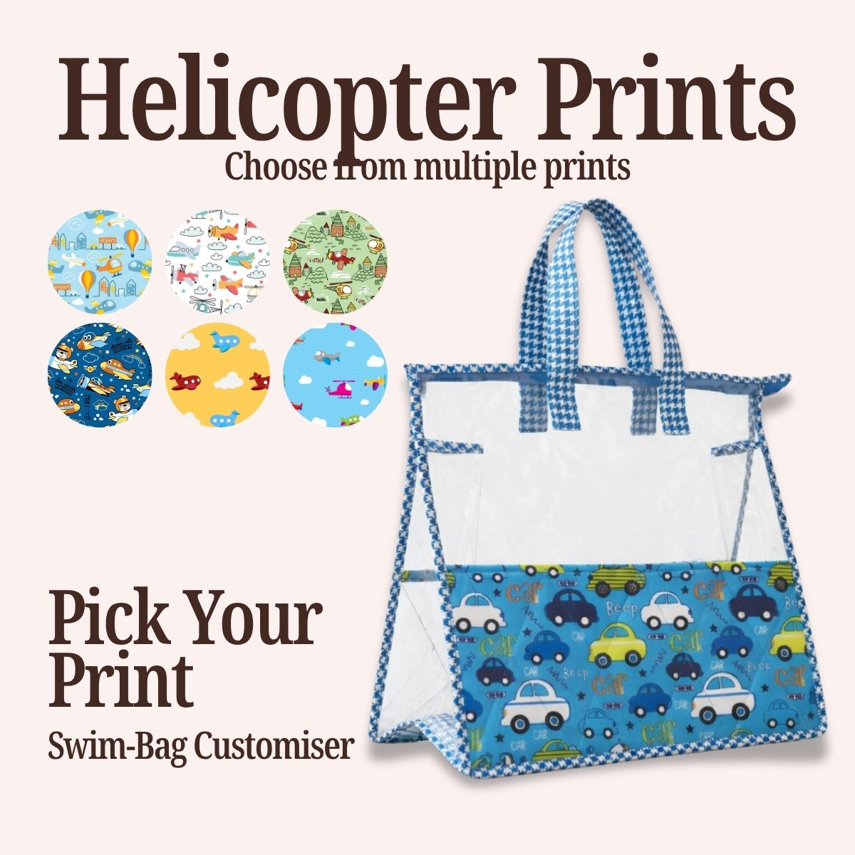 HELICOPTER PRINT SWIMMING BAG CUSTOMISER