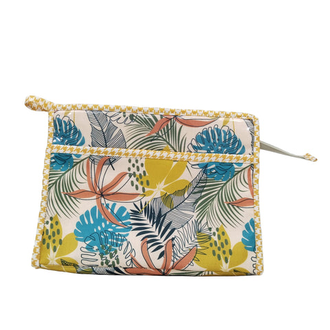 SAFFRON JUNGLE PRINT TRIOZIP TOILETRY BAG