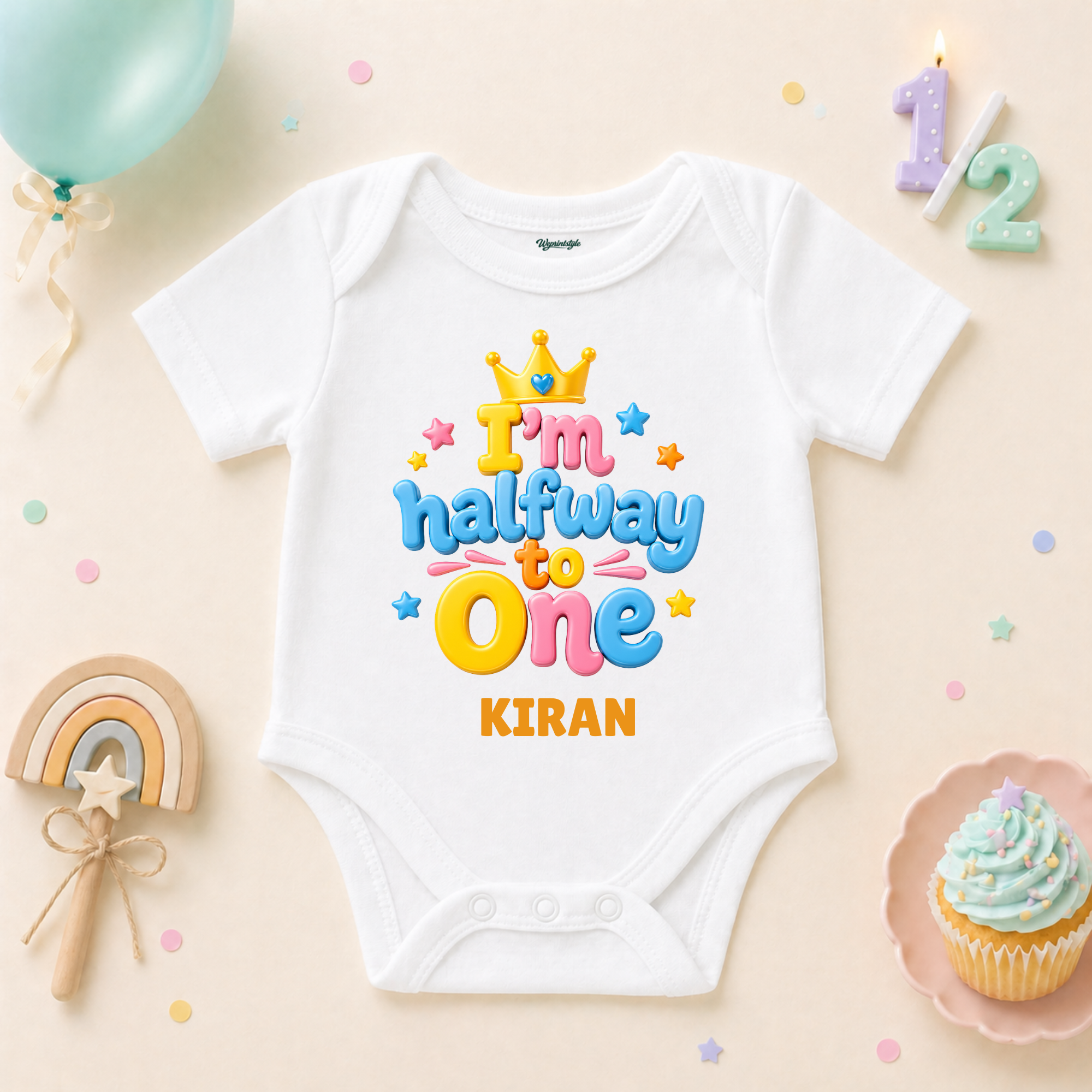 Halfway to One Birthday Custom Name T Shirt