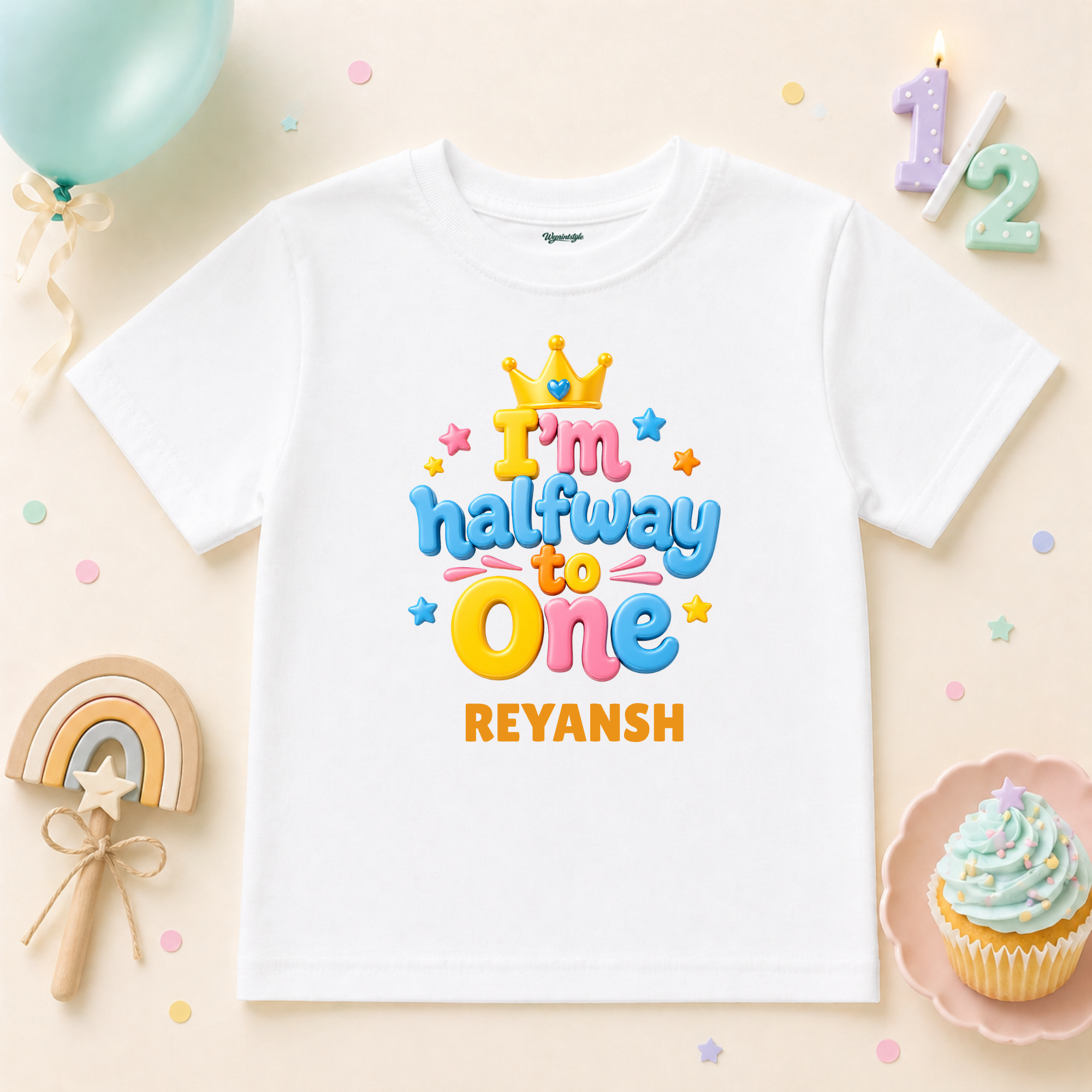 Halfway to One Birthday Custom Name T Shirt