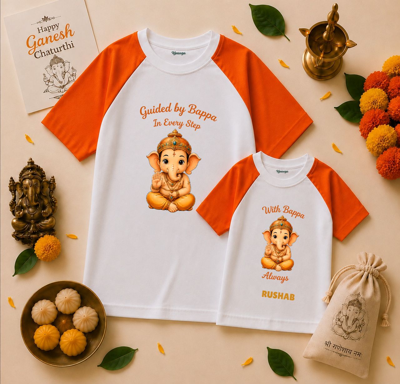 Guided By Bappa Family Duo Tee Set