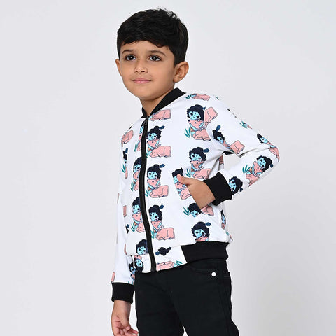 Krishna print bomber