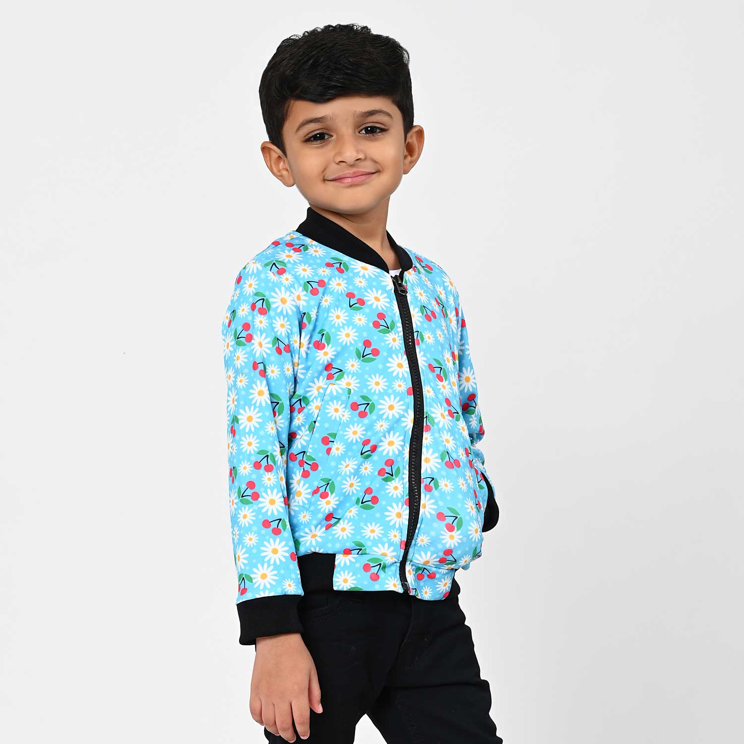 Cherry print bomber