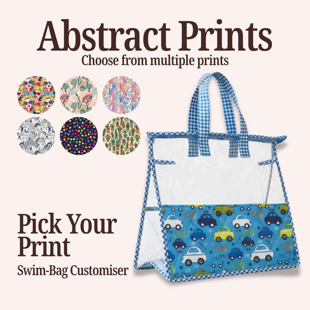 ABSTRACT PRINT SWIMMING BAG CUSTOMISER