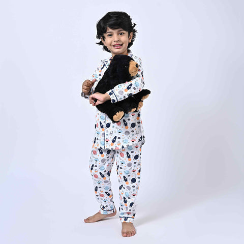 Space Print Printed Kids Night Suit