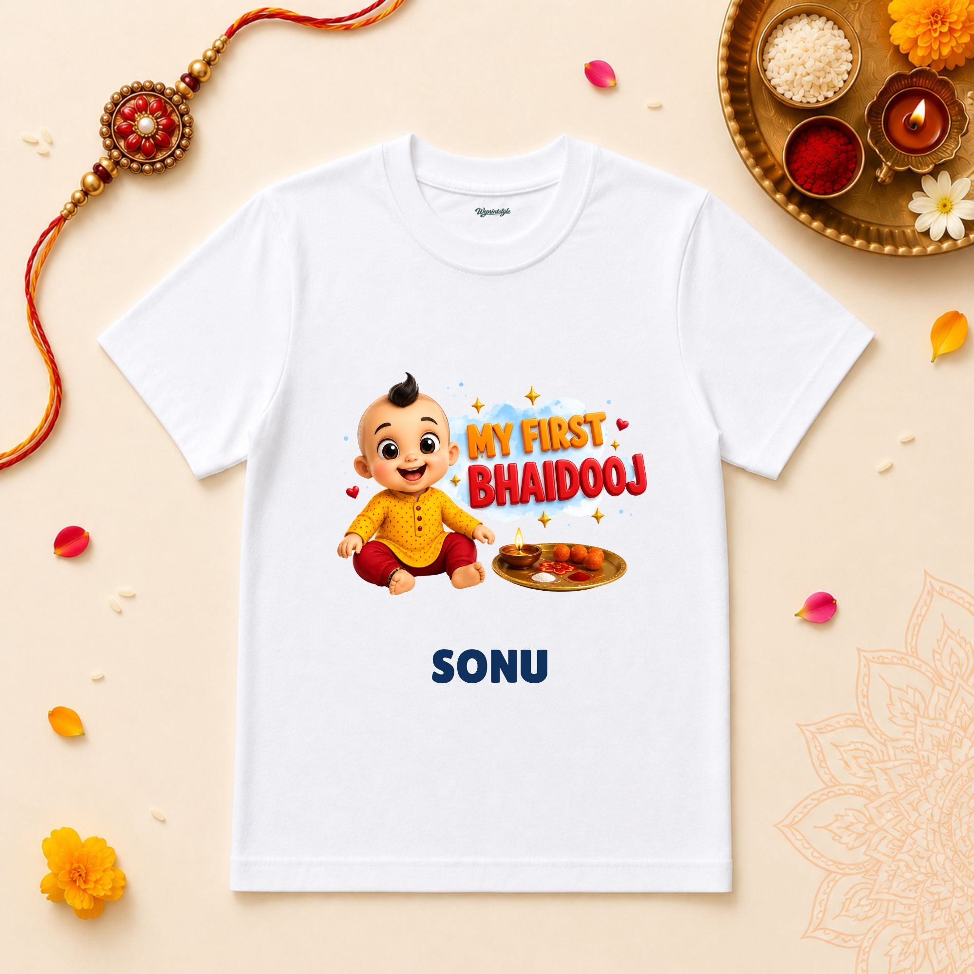 My First Bhaidooj Boy Personalized Rakshabandhan Baby T-Shirt
