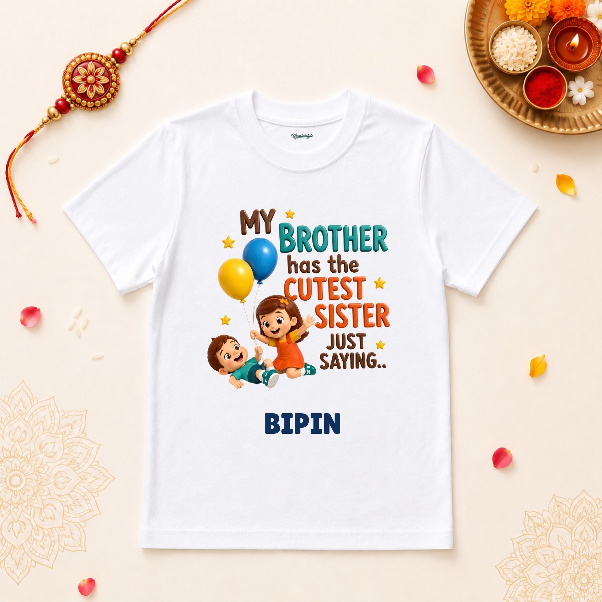 Cutest Sister Personalized Rakshabandhan Baby T-Shirt