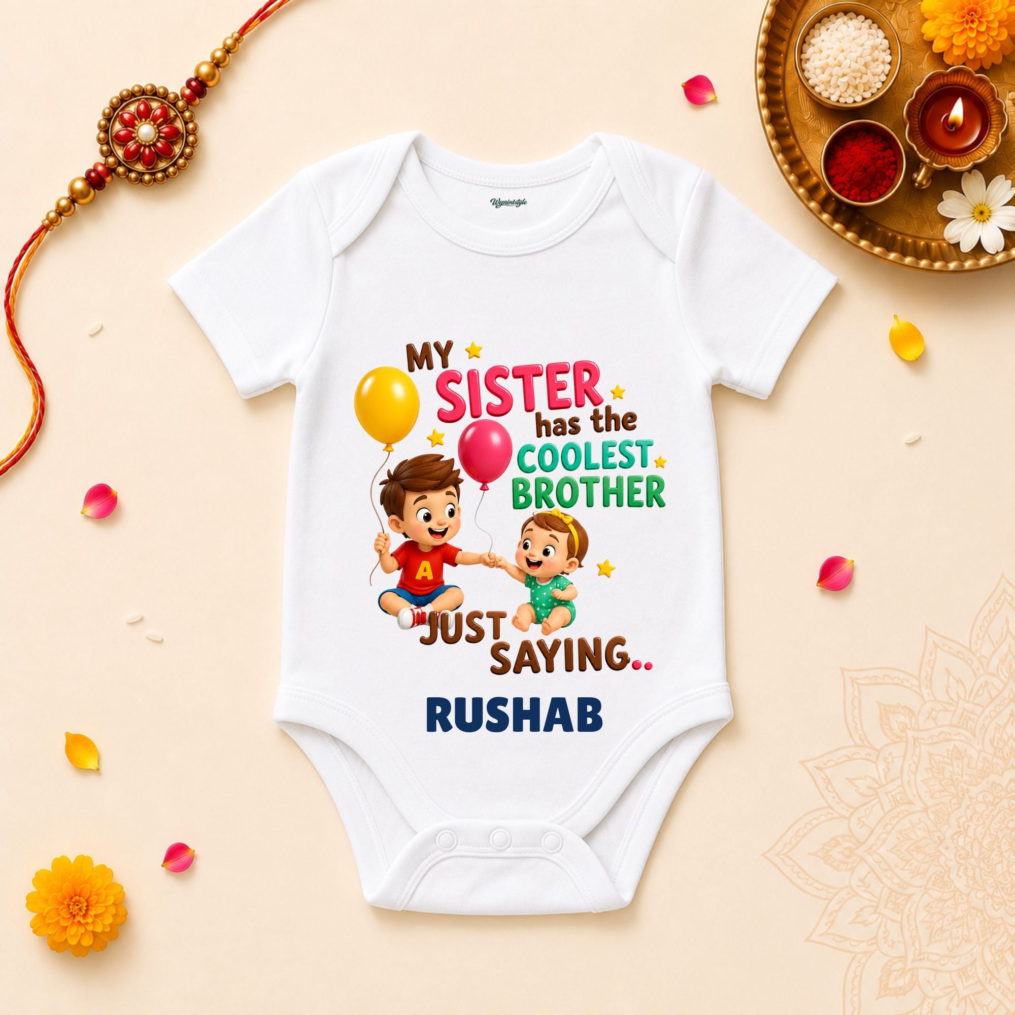 Coolest Brother Personalized Rakshabandhan Baby T-Shirt