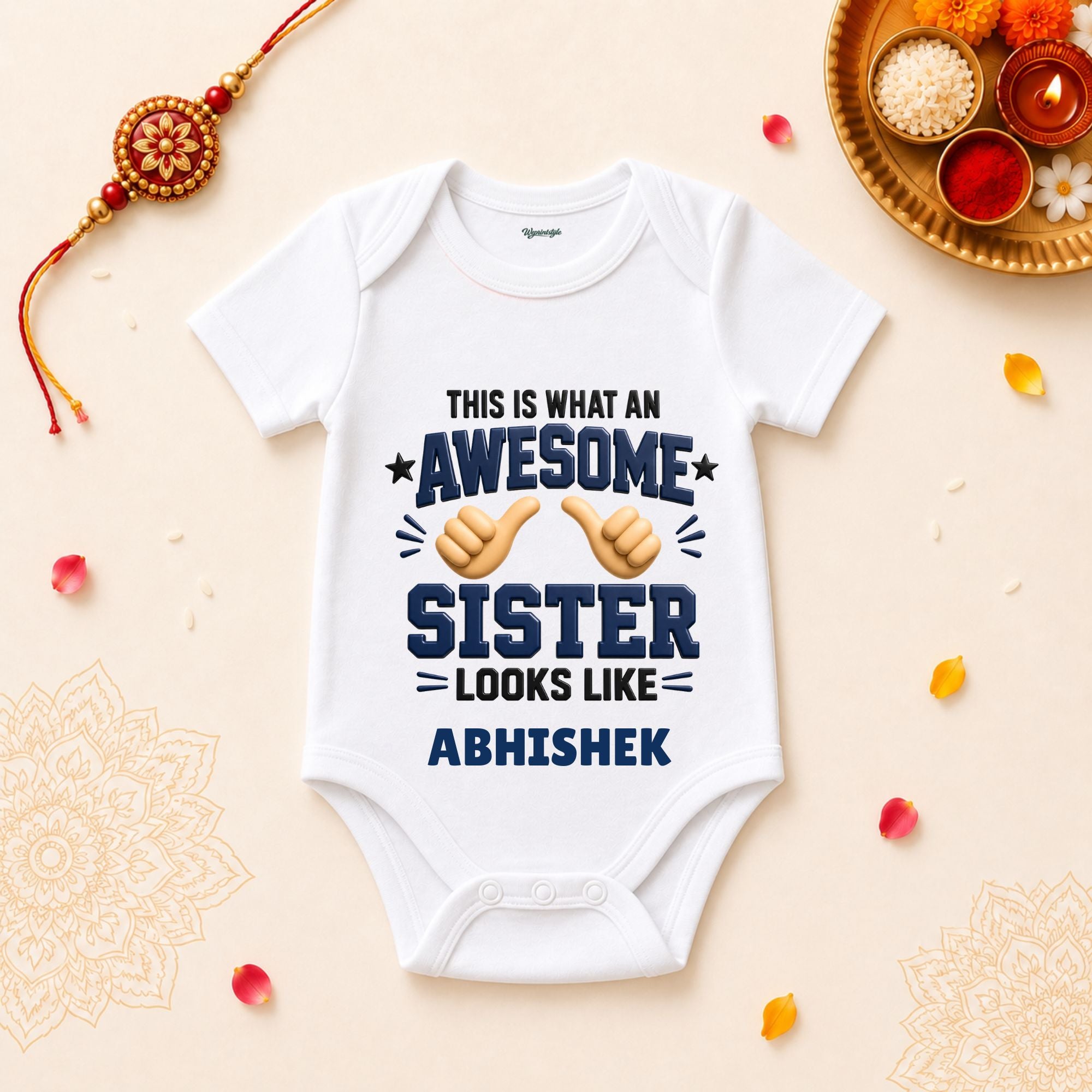 Awesome Sister Personalized Rakshabandhan Baby T-Shirt