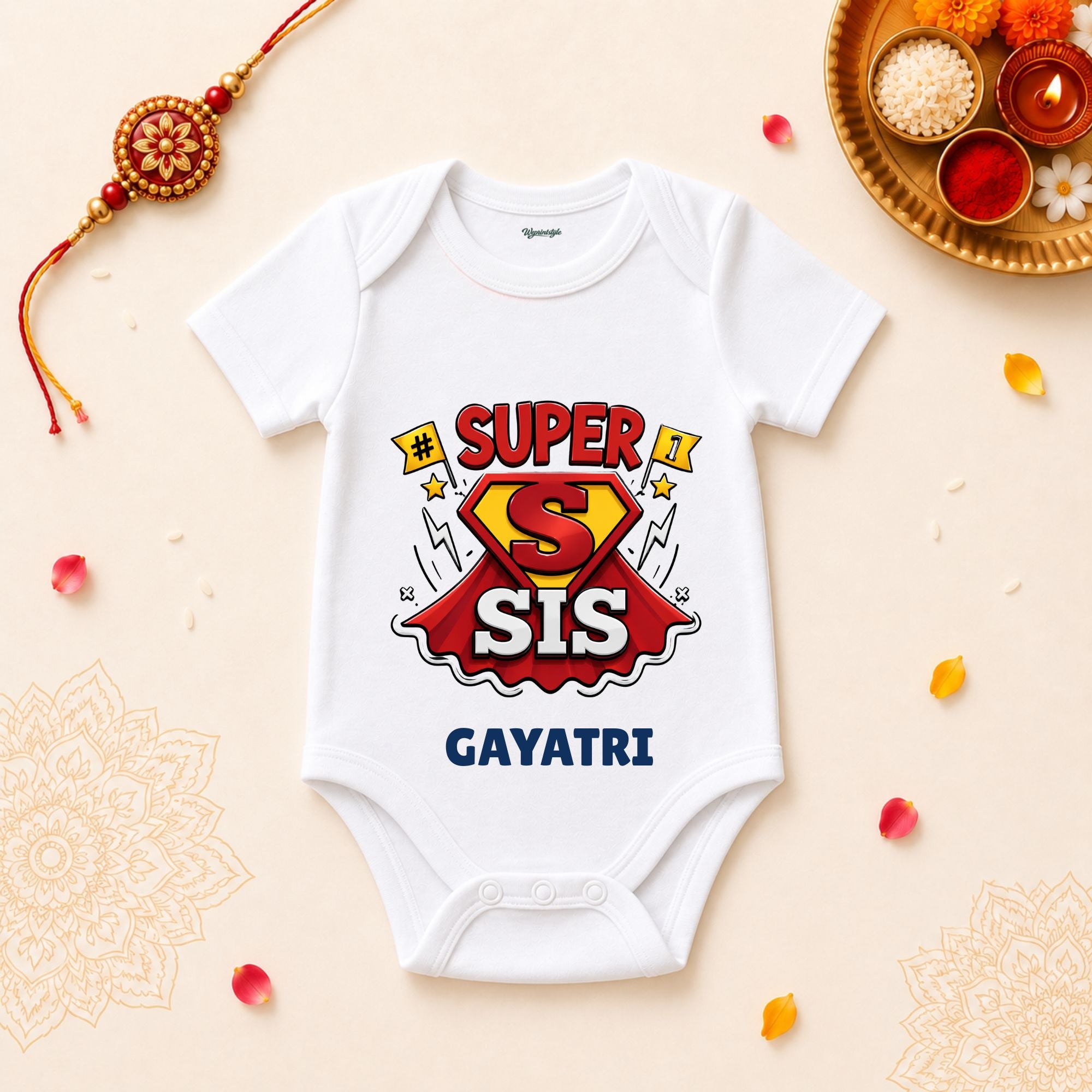 Super Sis Personalized Rakshabandhan Baby T-Shirt