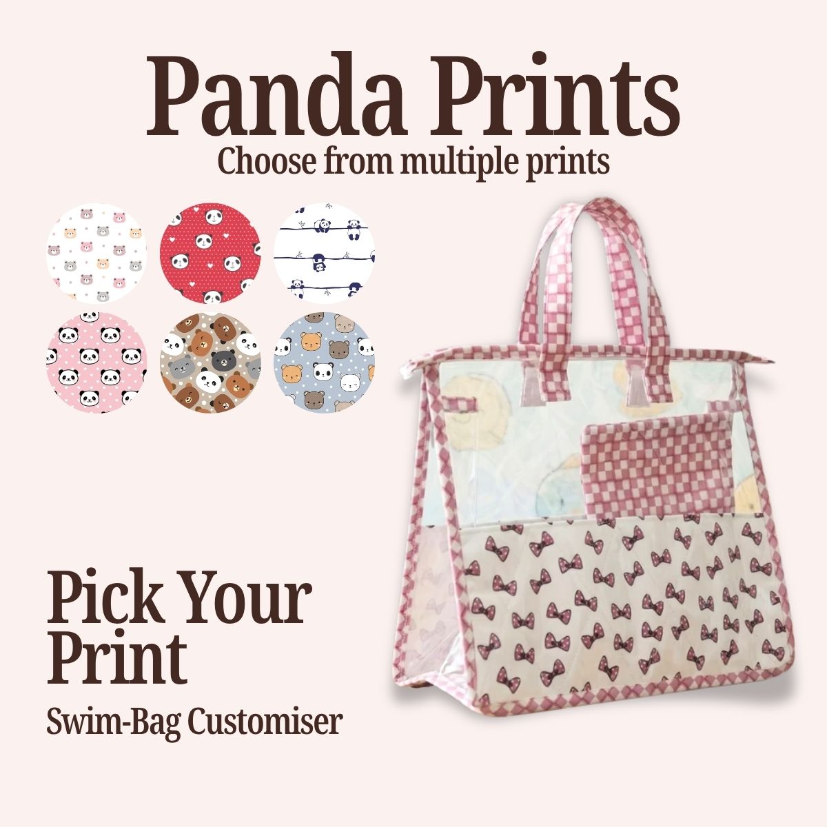 PANDA PRINT SWIMMING BAG CUSTOMISER