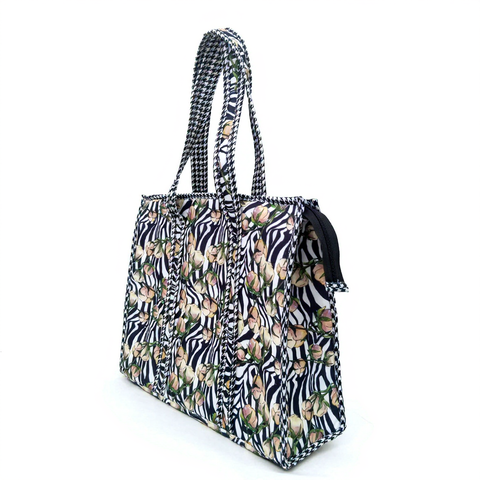 SAVANNA SAFARI BLOOM PRINT SMALL TOTE BAG