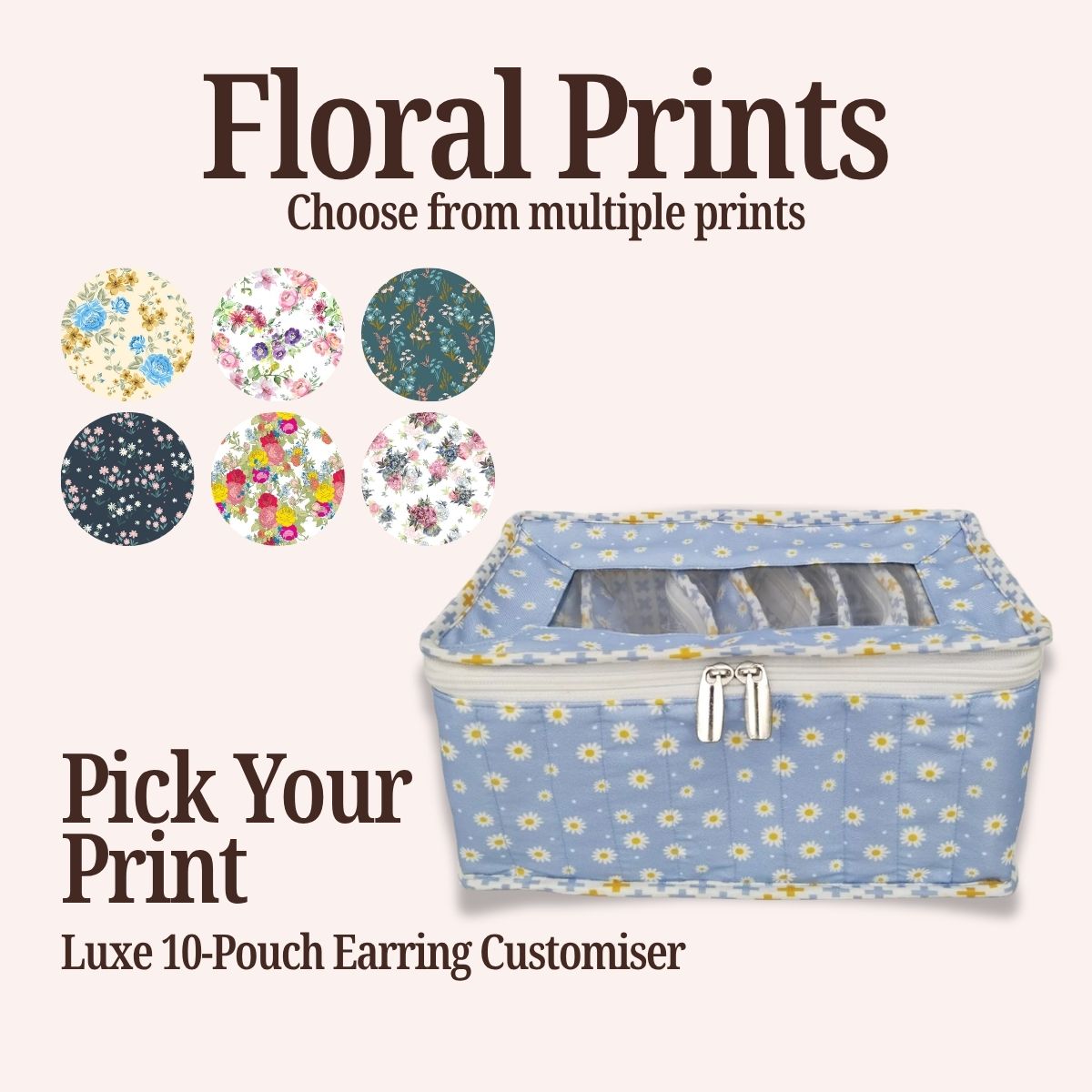 FLORAL PRINTLUXE 10-POUCH EARRING ORGANIZER CUSTOMISER