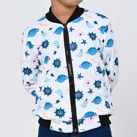 Fish and star print bomber