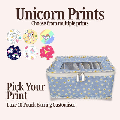 UNICORN PRINT LUXE 10-POUCH EARRING ORGANIZER CUSTOMISER