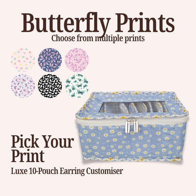 BUTTERFLY PRINT LUXE 10-POUCH EARRING ORGANIZER CUSTOMISER