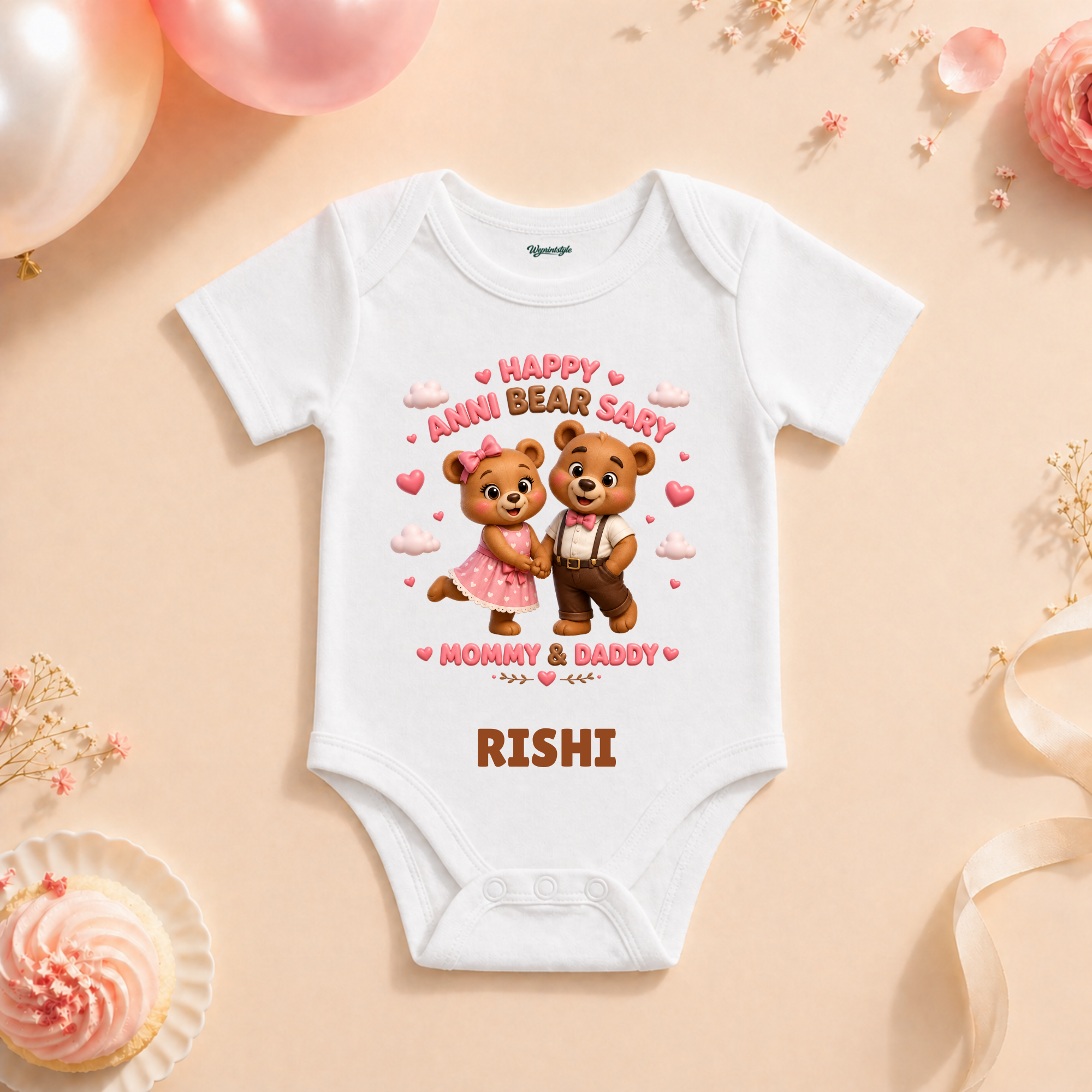 Cute Bear Couple Anniversary Custom Name T Shirt