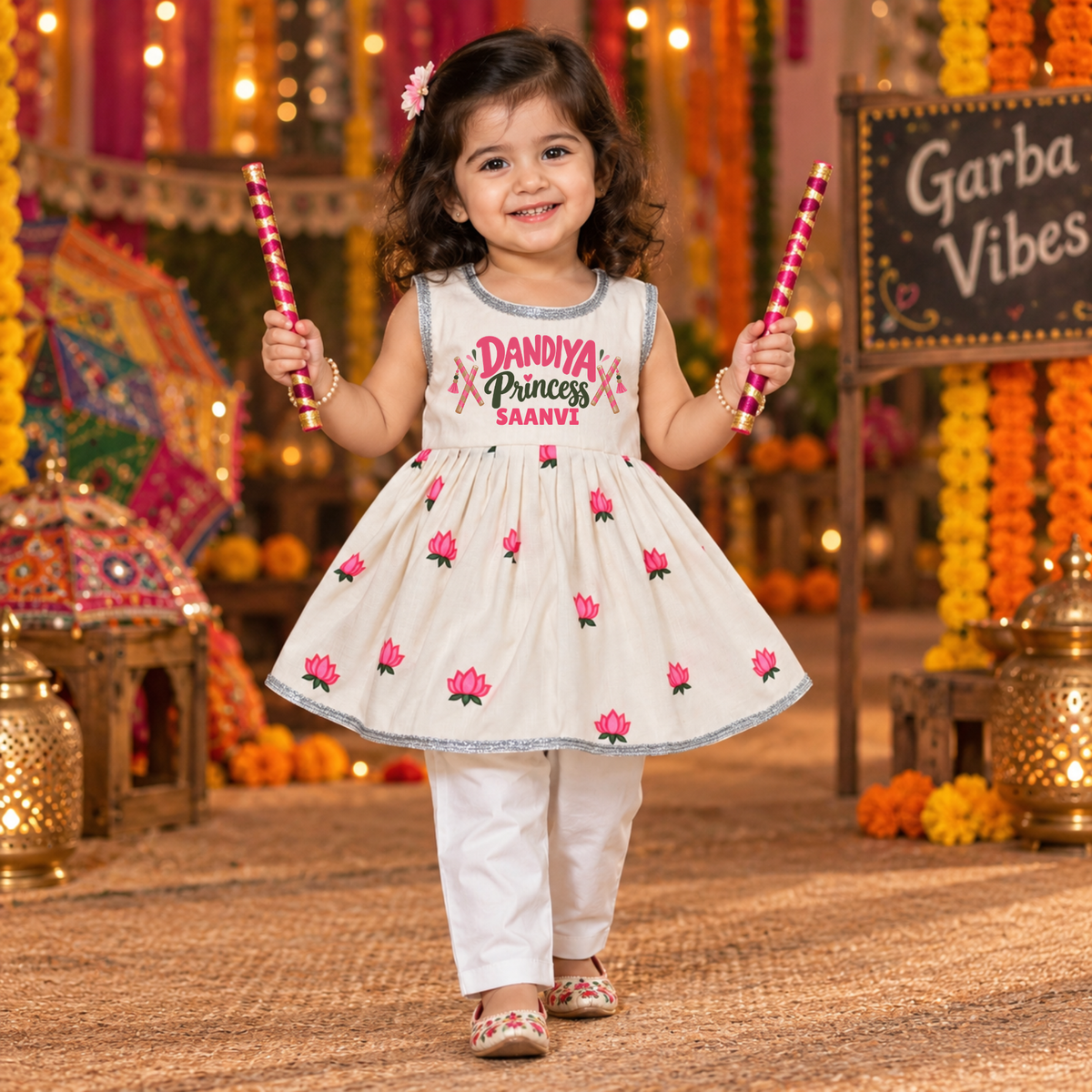 Dandiya Blossom Girls’ Kurta Set