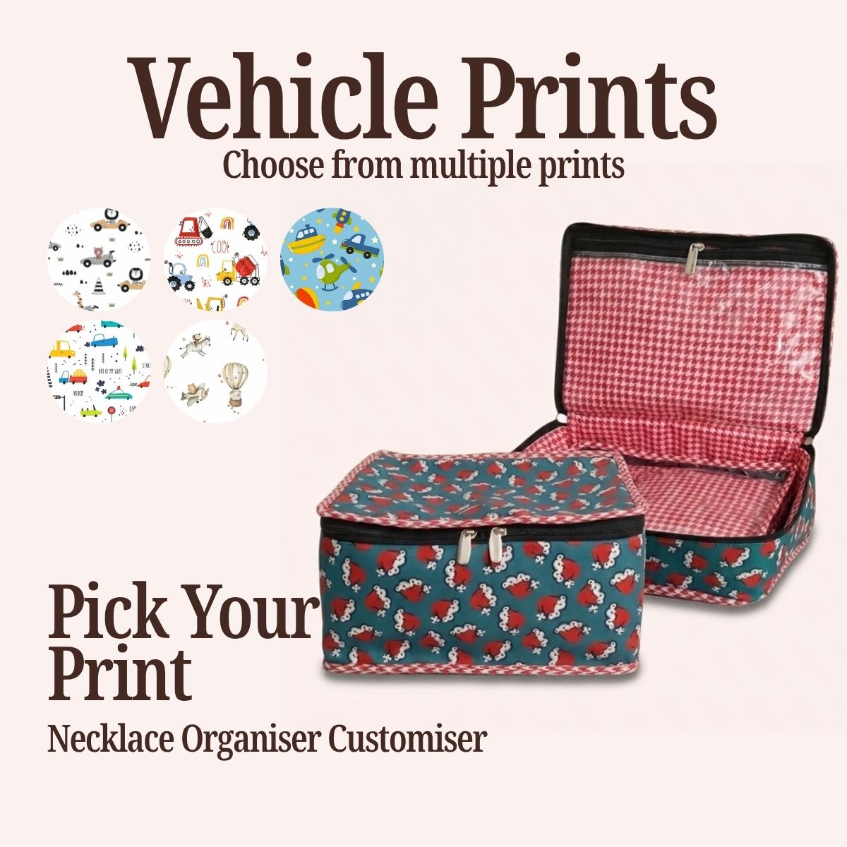 VEHICLE PRINT NECKLACE ORGANIZER CUSTOMISER