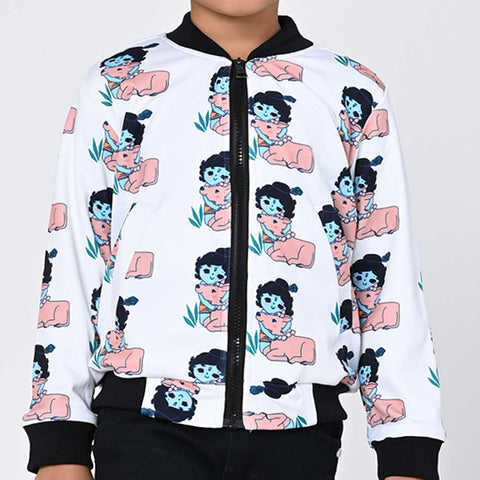 Krishna print bomber