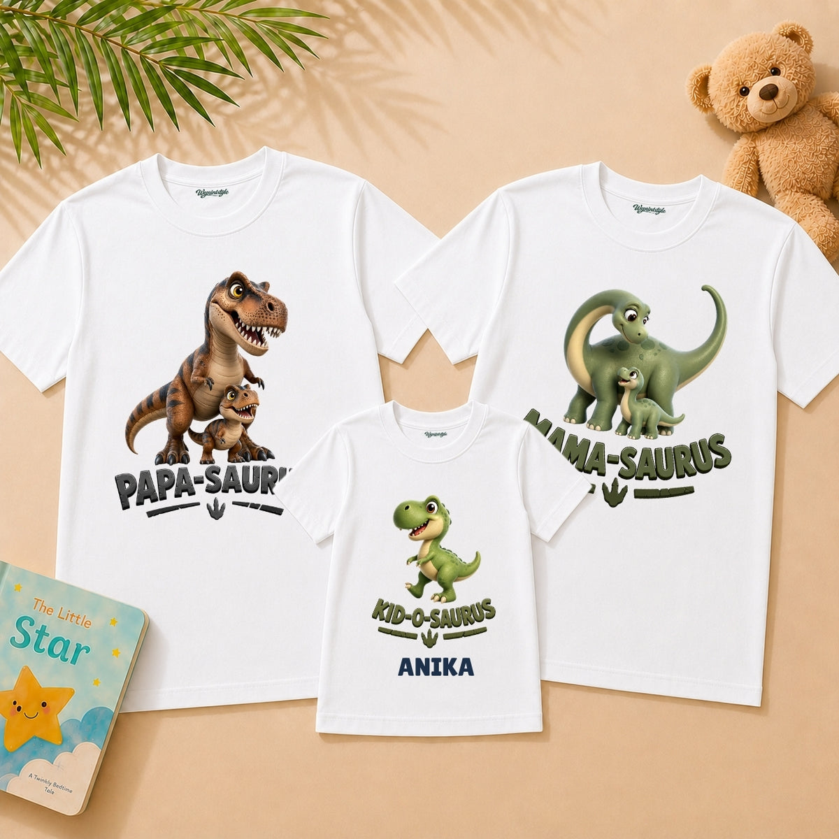 Papa Saurs Mama Saurs Kids Combo T-Shirt