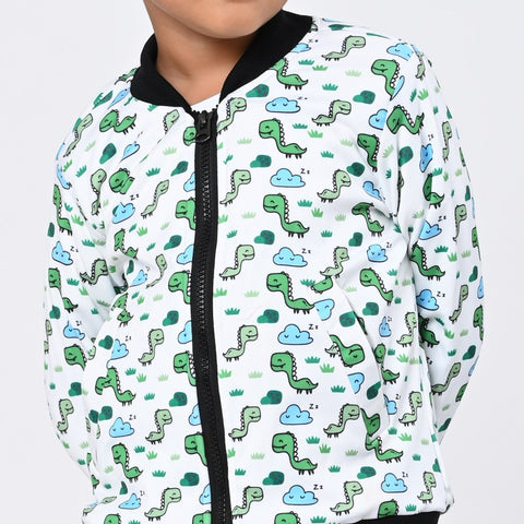 Dinosaur print bomber