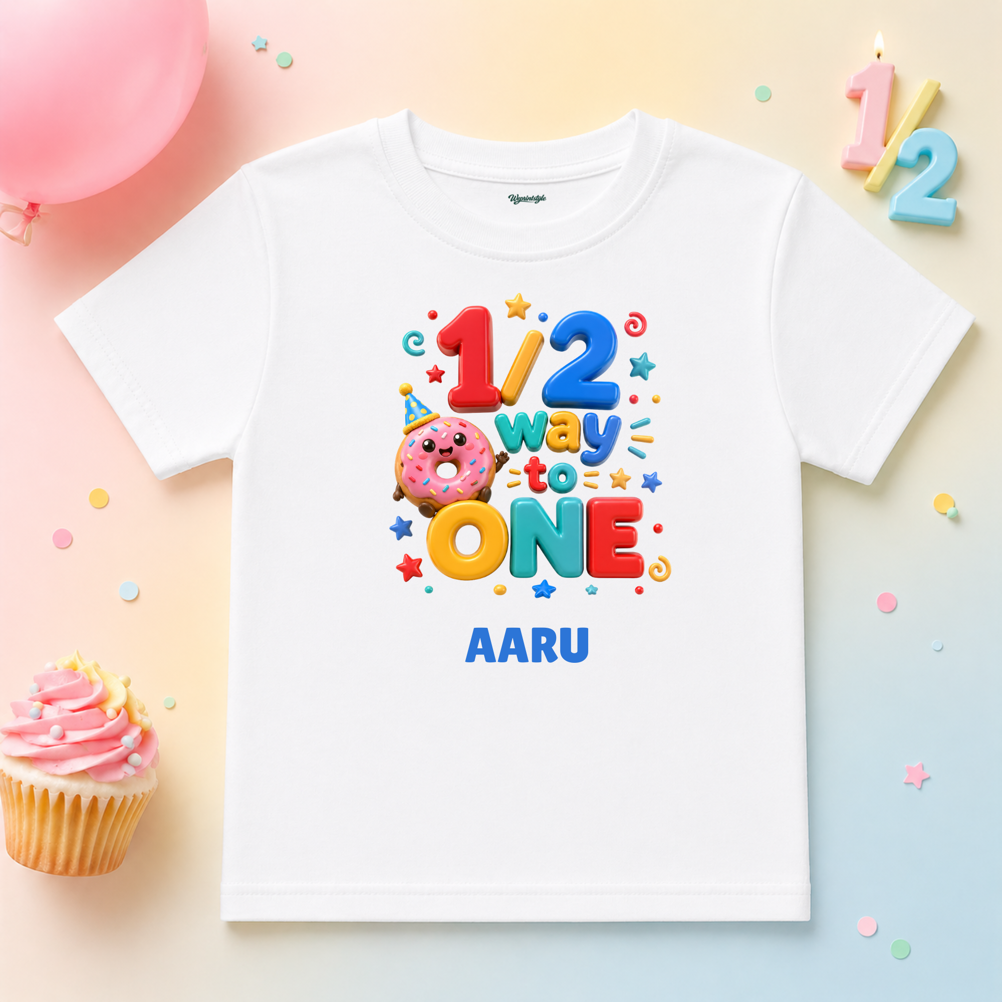Halfway to One Donut Birthday Custom Name T Shirt