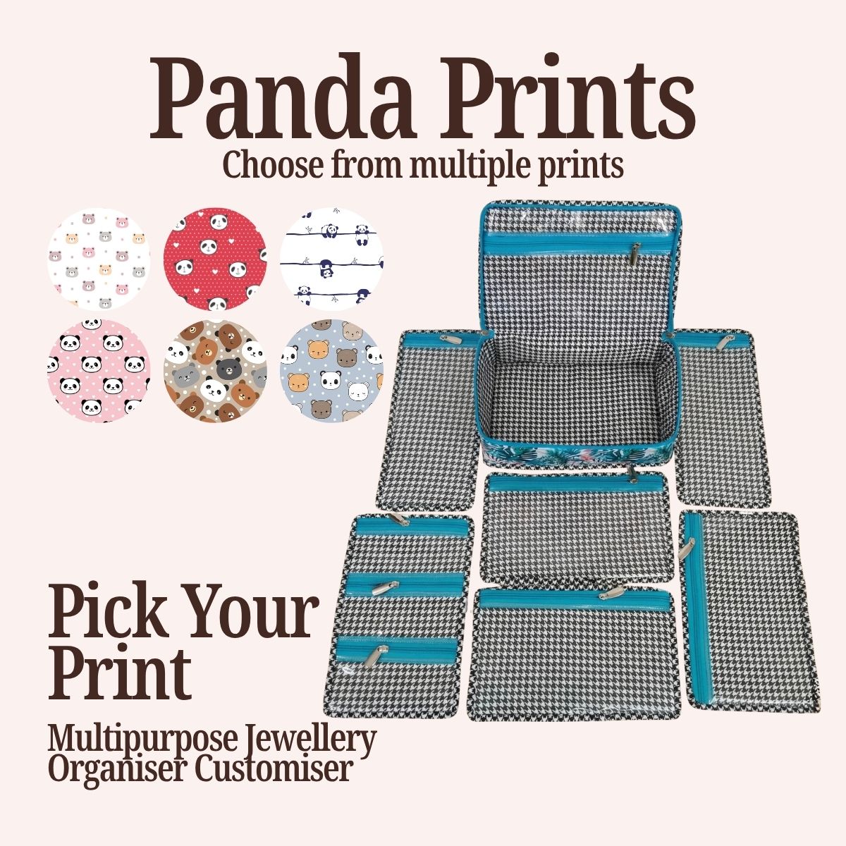 PANDA PRINT MULTIPURPOSE JEWELRY ORGANIZER SET CUSTOMISER