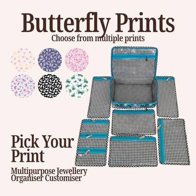 BUTTERFLY PRINT MULTIPURPOSE JEWELRY ORGANIZER SET CUSTOMISER