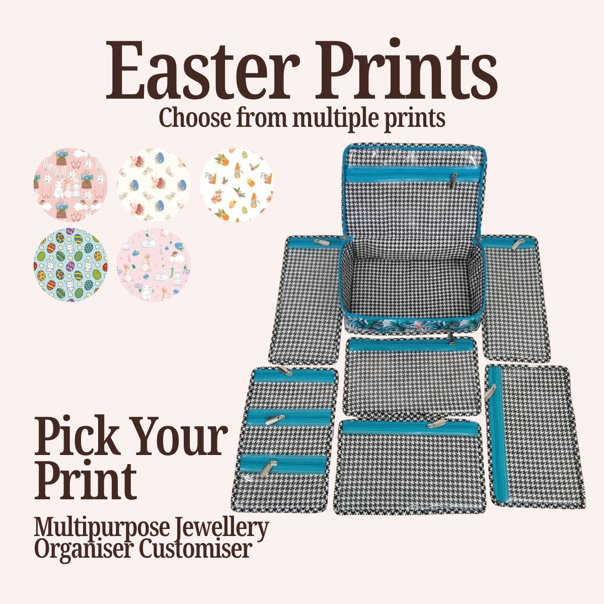 EASTER PRINT MULTIPURPOSE JEWELRY ORGANIZER SET CUSTOMISER