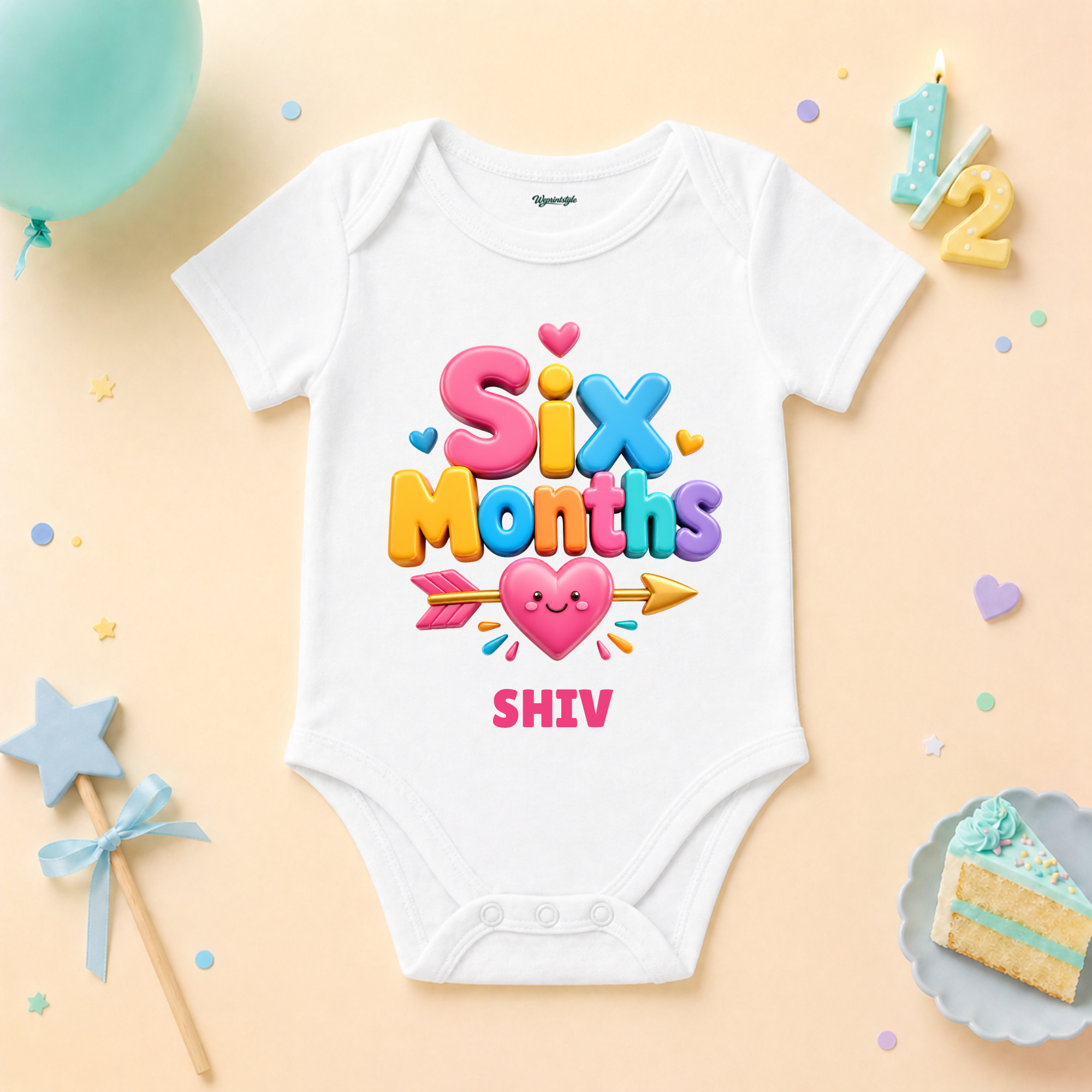 Six Months Milestone Birthday Custom Name T Shirt