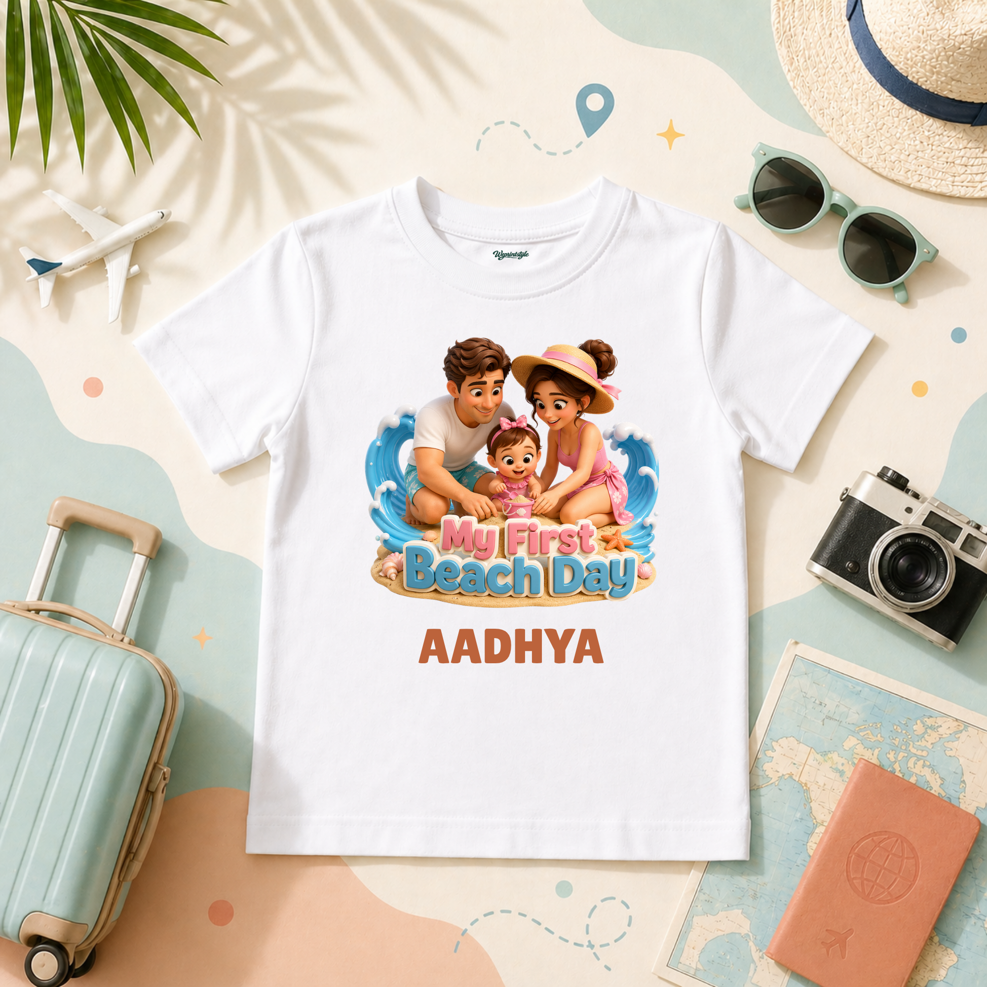First Beach Memories Family Vacation Personalized Name T Shirt