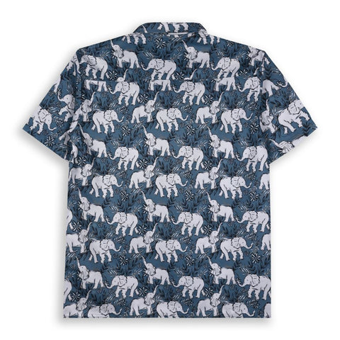 BLUE AND WHITE ELEPHANT PRINTED SHIRT