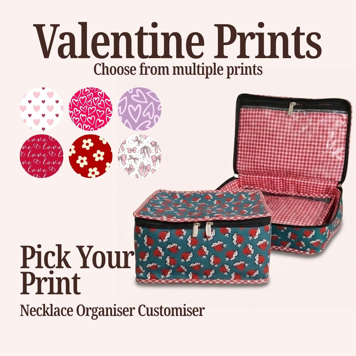 VALENTINE PRINT NECKLACE ORGANIZER CUSTOMISER