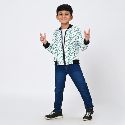Dinosaur print bomber