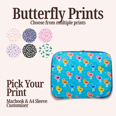 BUTTERFLY PRINT MACBOOK & A4 FOLDER SLEEVE CUSTOMISER