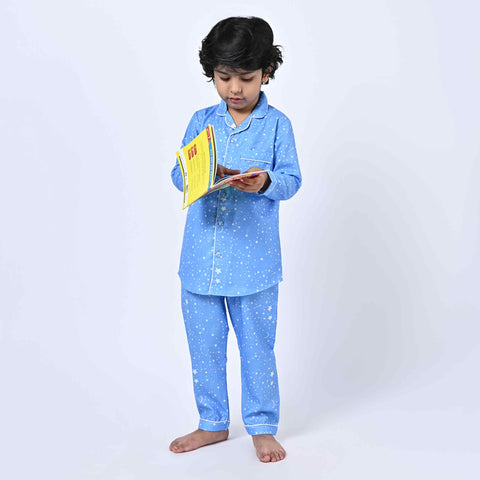 Moon Star Printed Kids Night Suit