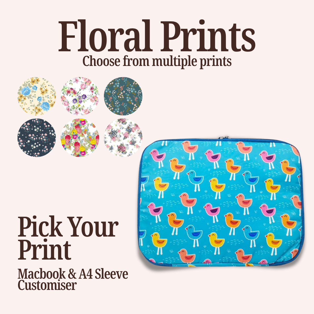 FLORAL PRINT MACBOOK & A4 FOLDER SLEEVE CUSTOMISER